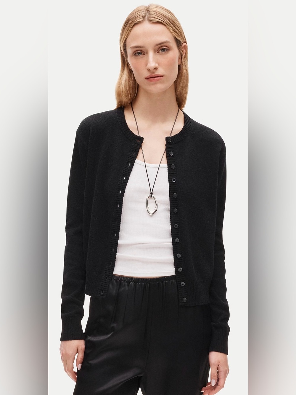 J. Crew Perfect cashmere cardigan in black size large CP465 $178